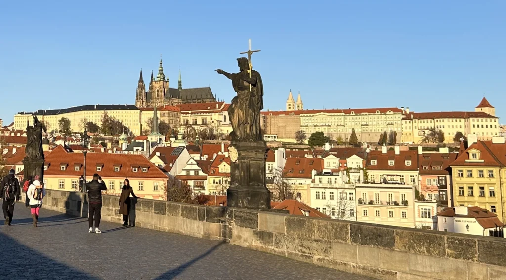 Take a photo on the Charles Bridge.